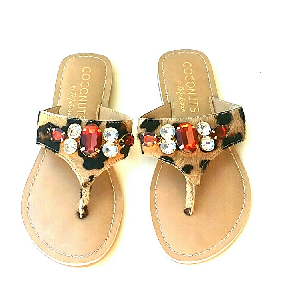 Coconuts Matisse Bam Bam Leather Cow Fur Flip Flop